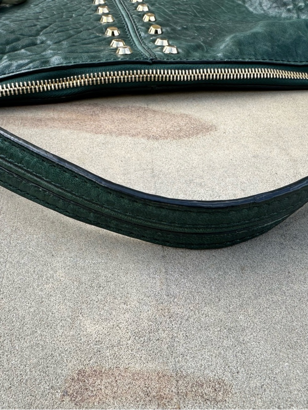 Michael Kors Uptown Astor Hunter Green Gold Studded Hobo/Shoulder Bag - Picture 7 of 9